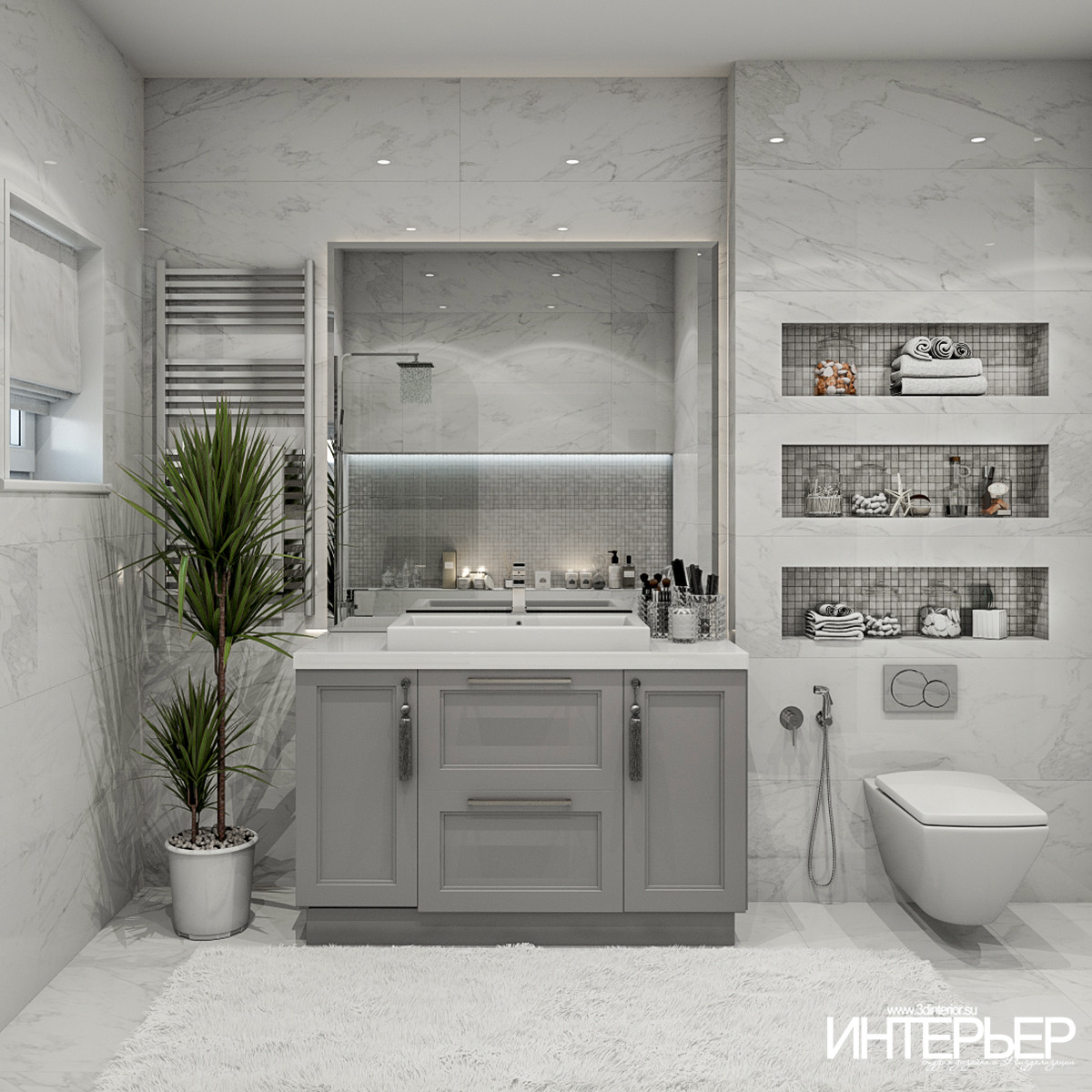 Дизайн-проект ванной комнаты в квартире г.Кисловодск