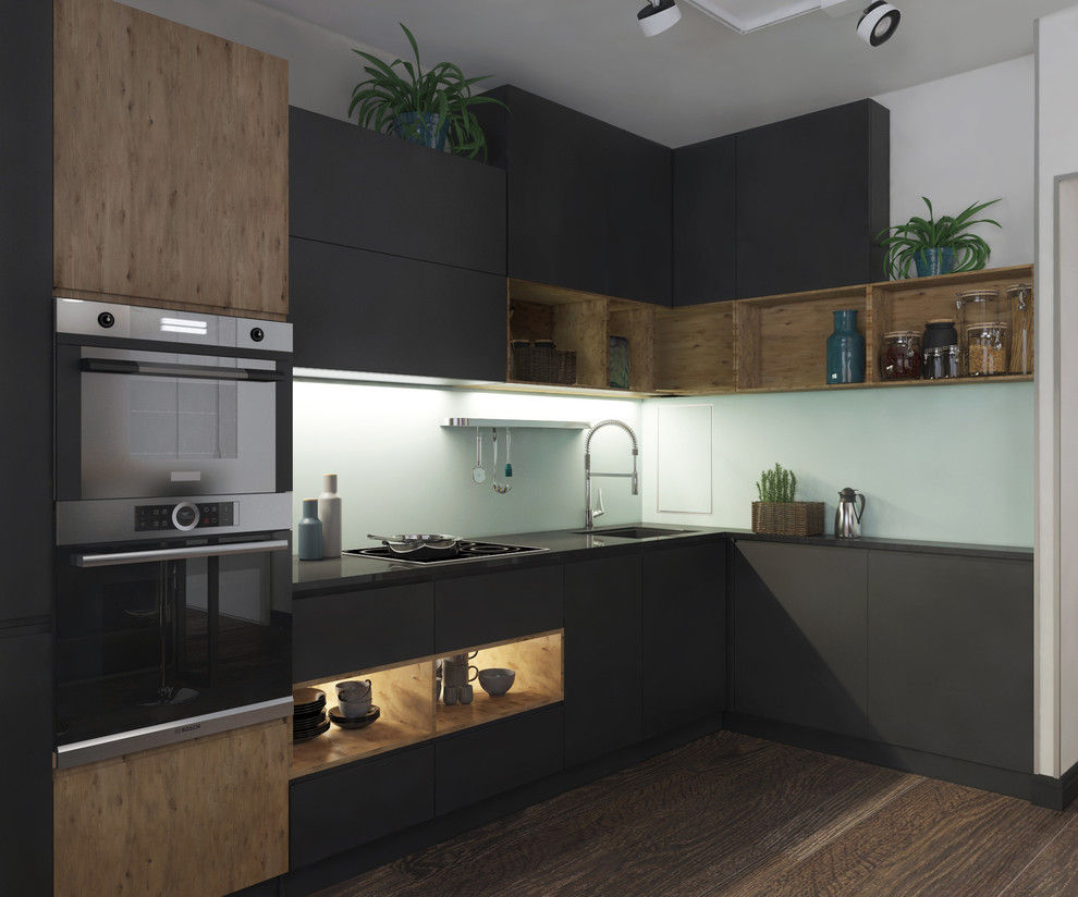 Минималистичный дизайн интерьера однокомнатной квартиры: кухня-гостиная