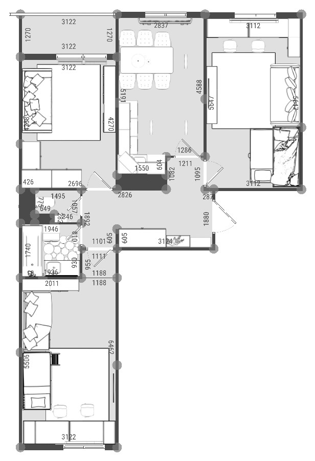 3х-комнатная квартира для семьи с 4мя детьми в скандинавском стиле
