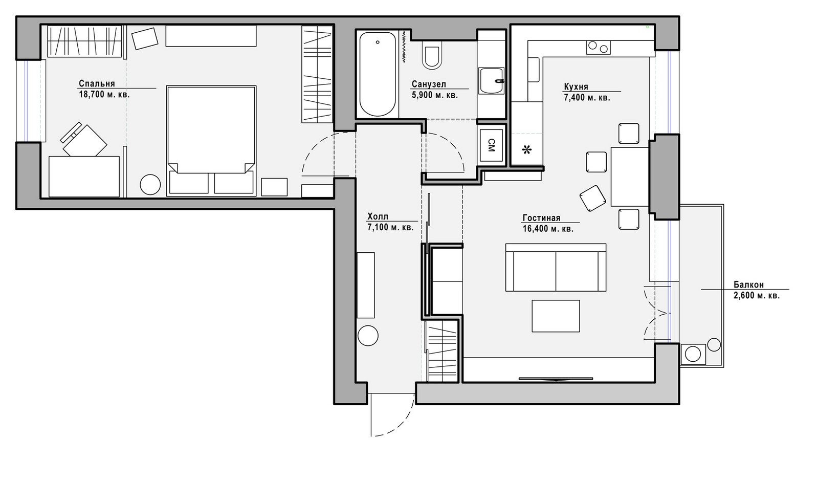 Квартира в серых тонах