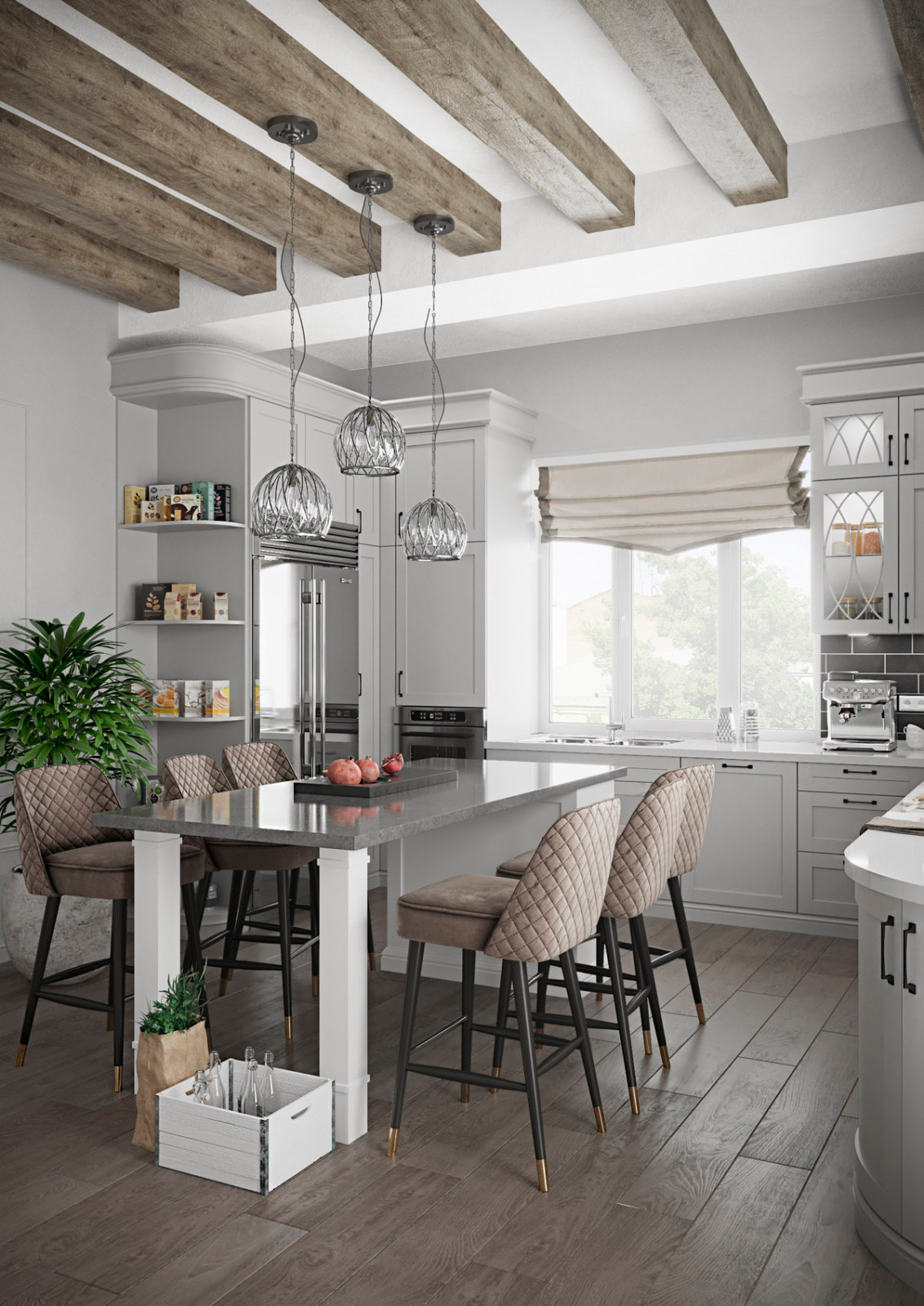 Дизайн кухни в коттедже