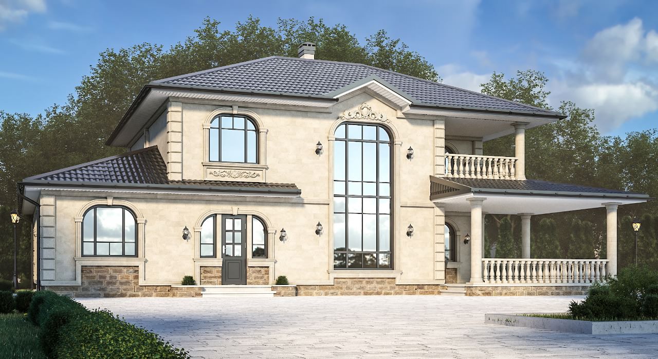 Обложка проекта: Фасад домовладения облицованный натуральным дагестанским камнем