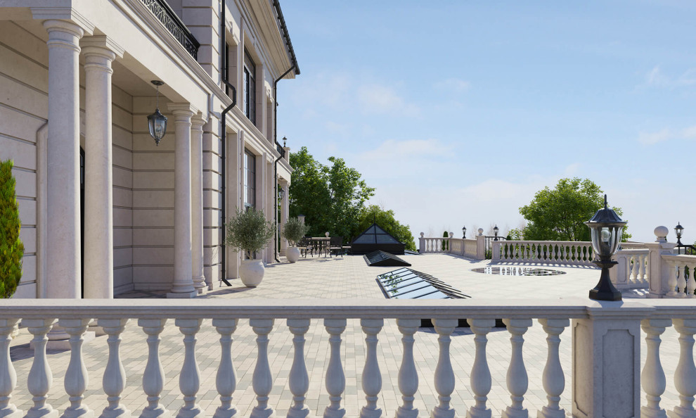 Архитектурный проект жилого дома с бассейном в классическом стиле. 1100кв.м.