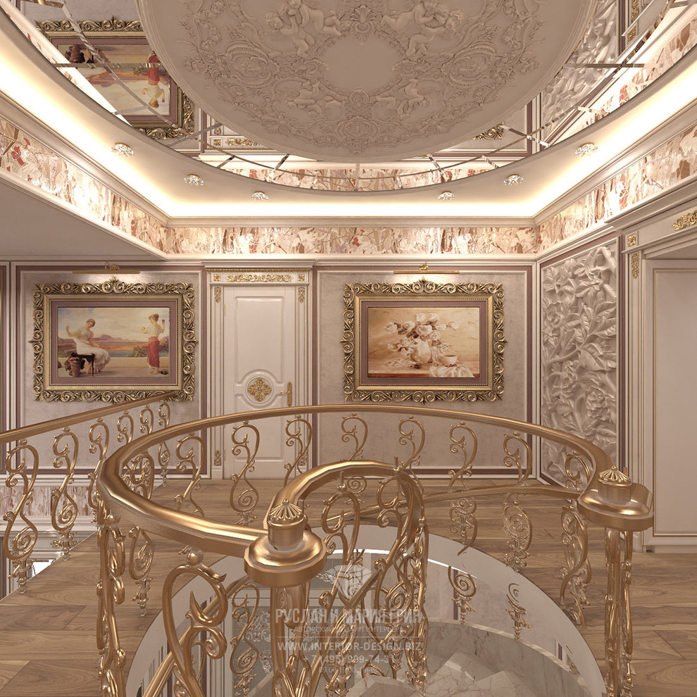 Дизайн лестницы частного дома в классическом стиле