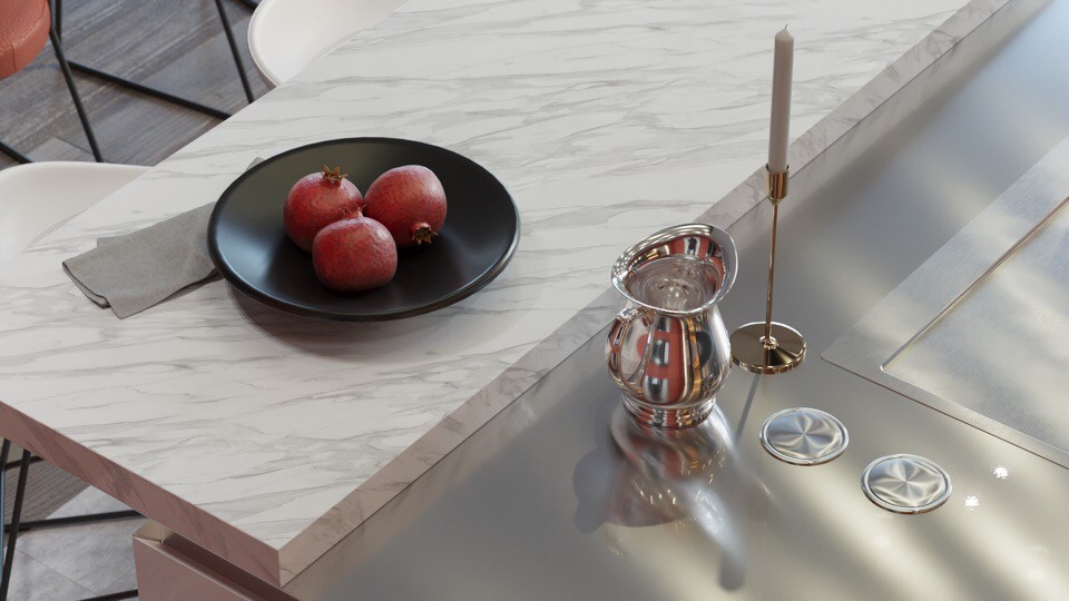 Кухня-гостиная в загородном доме в Подмосковье