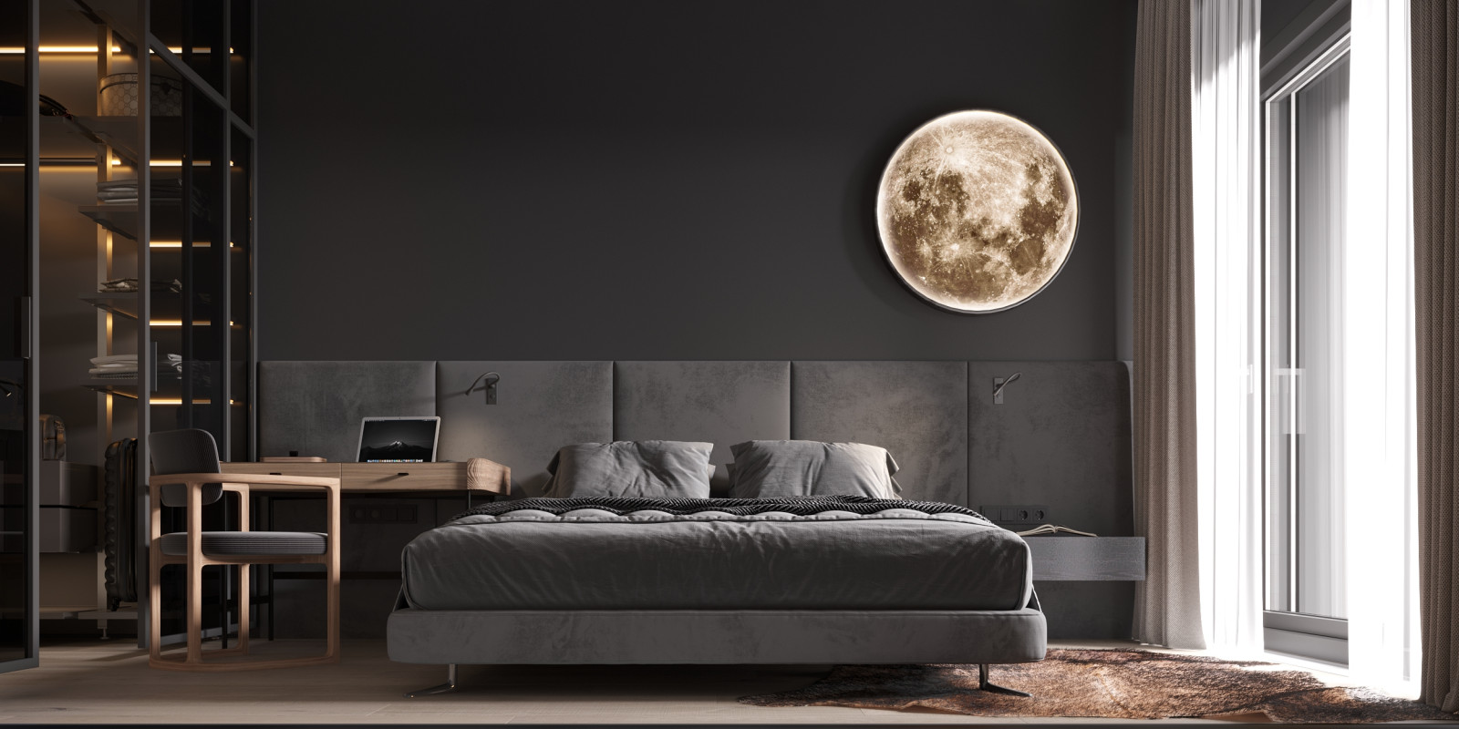 Обложка проекта: Дизайн проект однокомнатной квартиры в темных оттенках