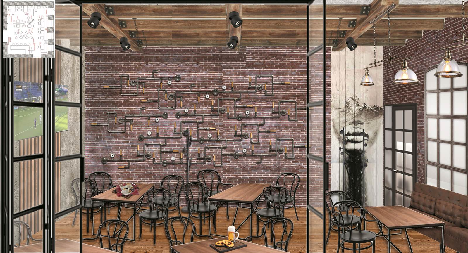 Дизайн интерьера паба в стиле Лофт