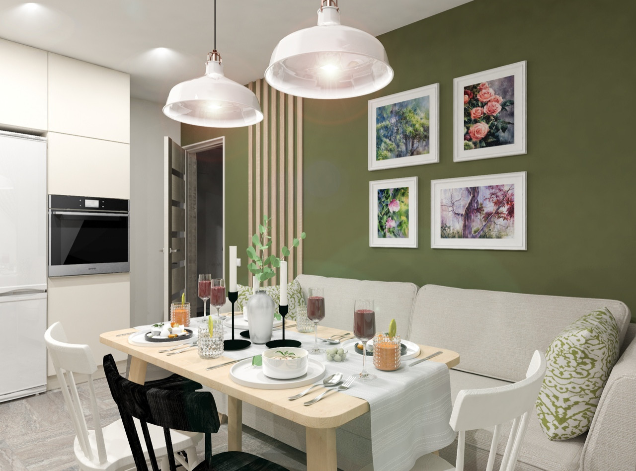 Обложка проекта: Очаровательная кухня-столовая.