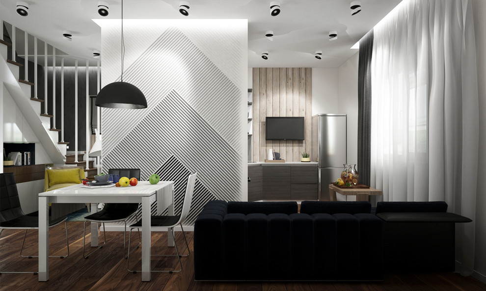 Небольшой загородный дом - 1 этаж Гостиная-кухня