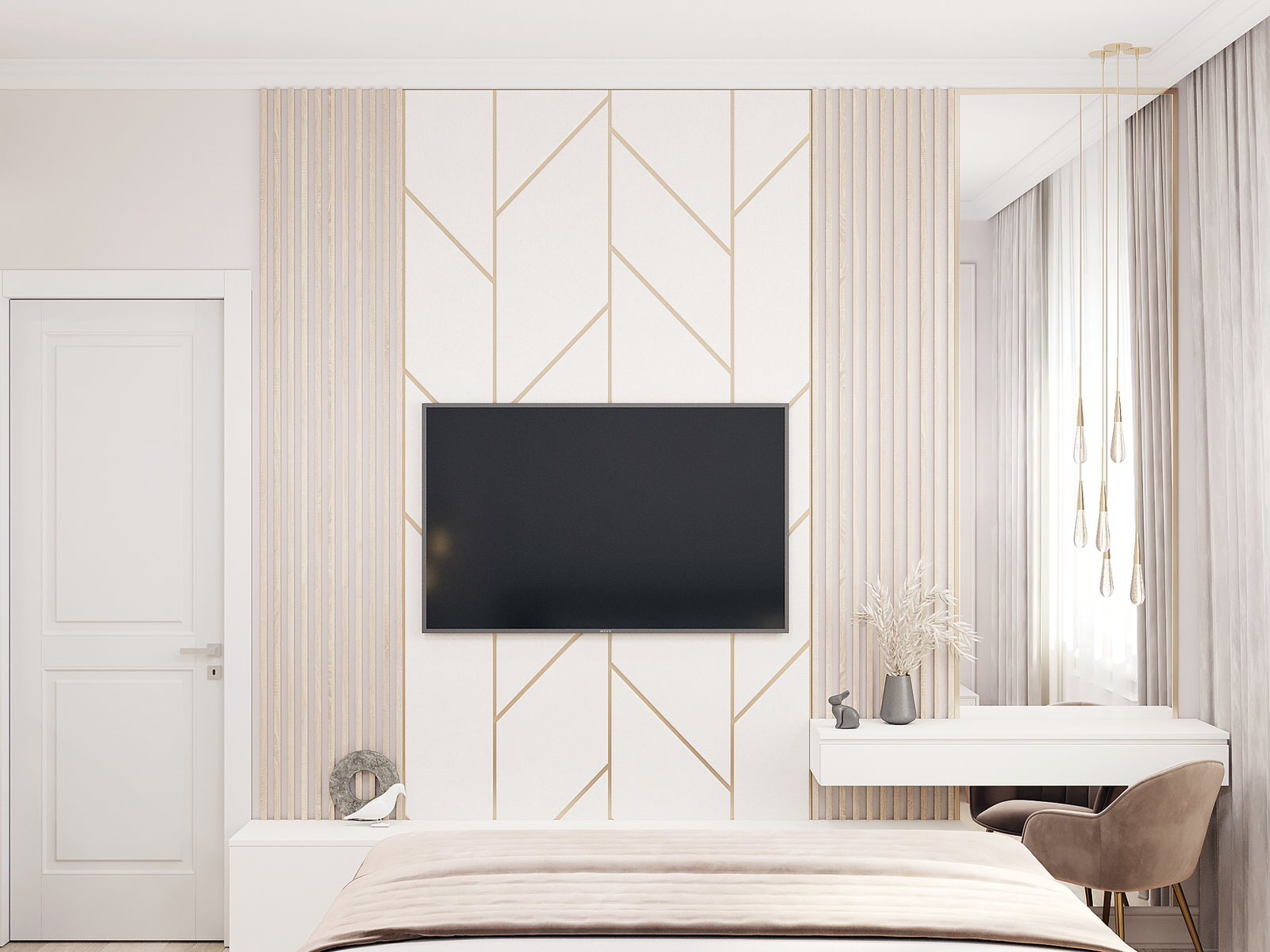 Спальня с ТВ и туалетным столиком