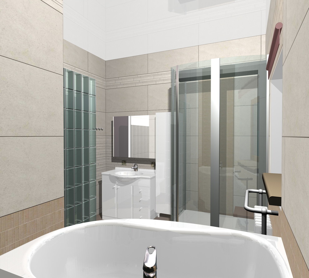 Обложка проекта: Санузел с ванной и кабиной