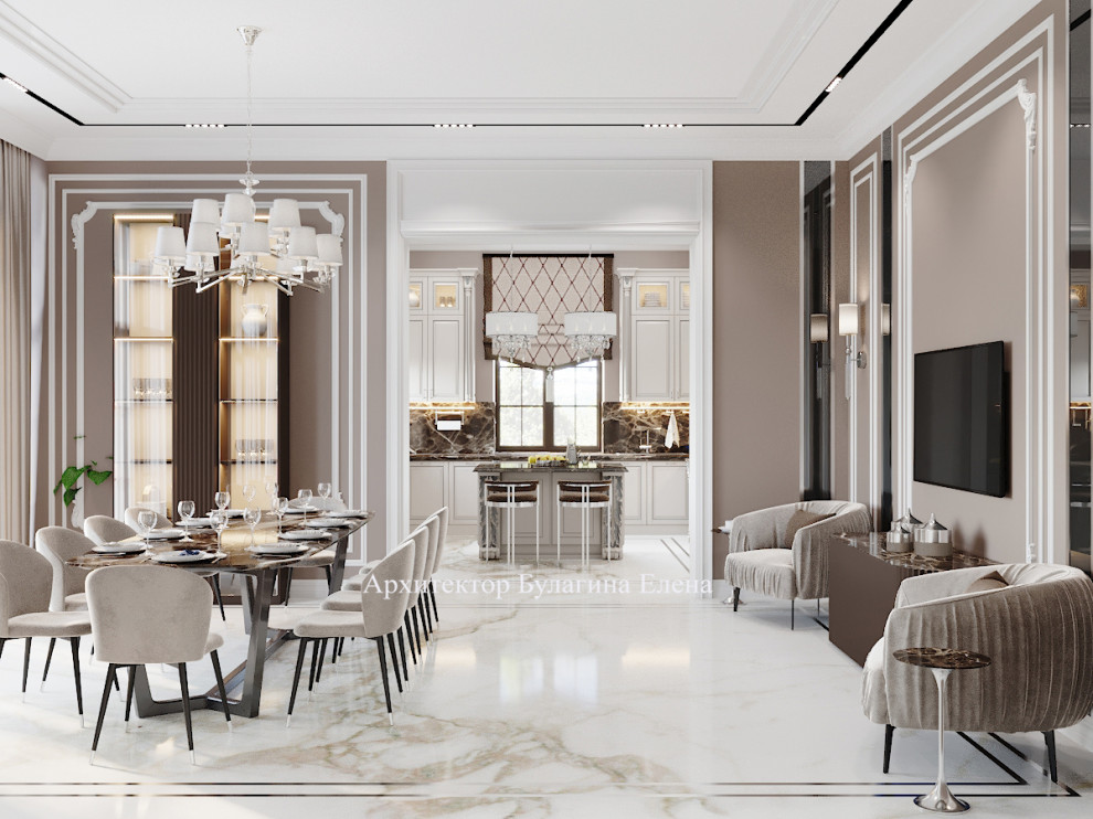 Кухня-столовая с загородном доме