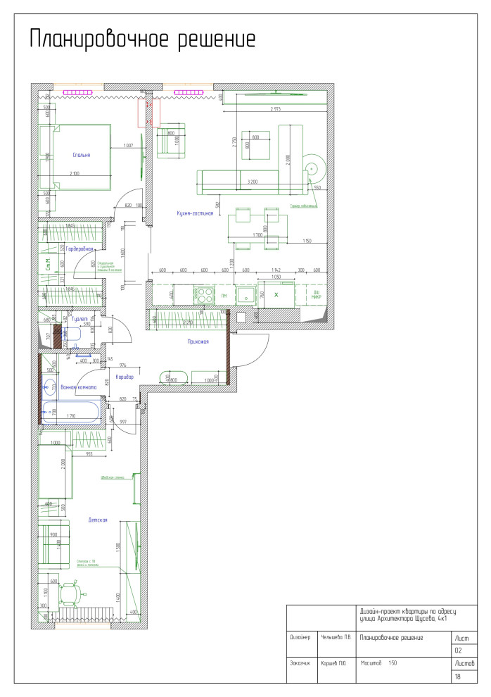 Дизайн-проект 2х комнатной квартиры ЖК Зиларт