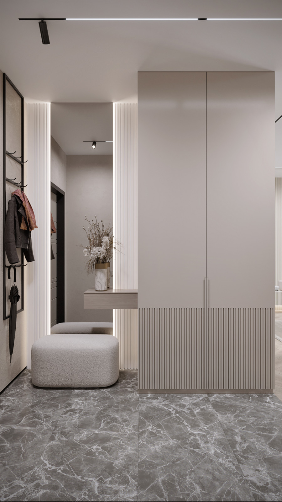 3к студия монохромный интерьер в стиле Современной классики