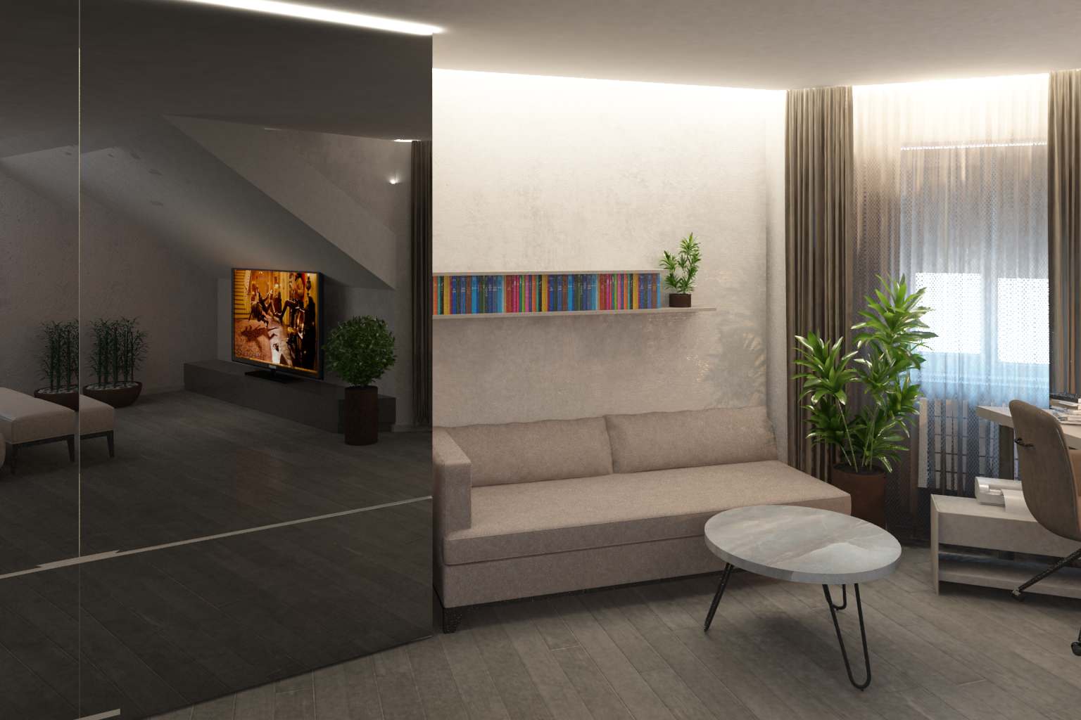 Дизайн-проект 2 этажа коттеджа,  100 кв.м.. Совместный проект с В. Кархалевой