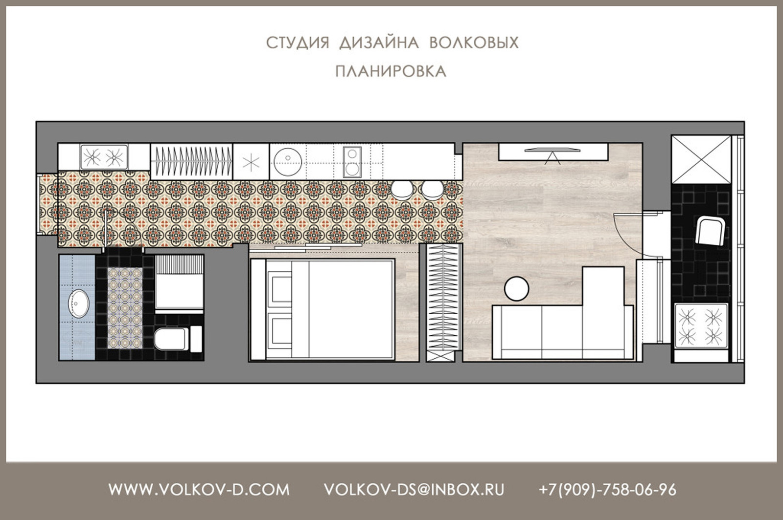 35: кухня в коридоре и спальня в нише
