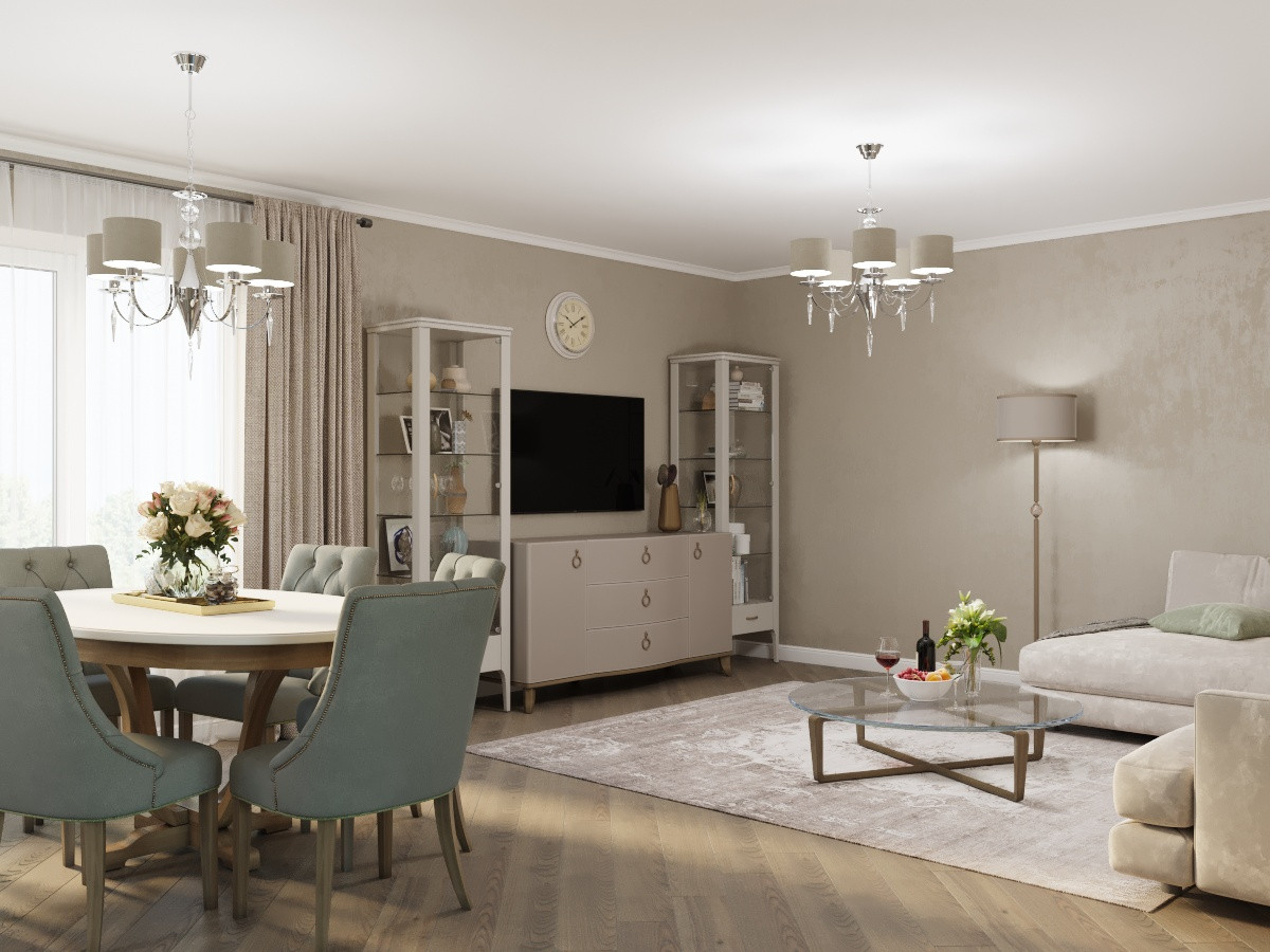 Гостиная-кухня-холл .