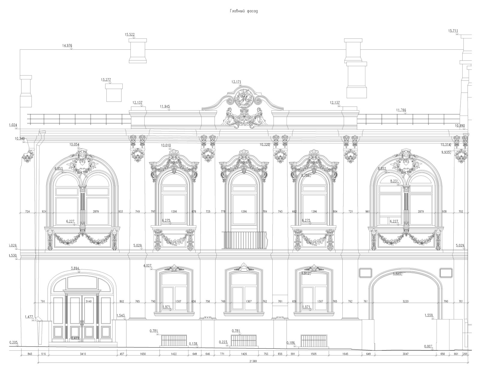 Обмер фасада памятника архитектуры