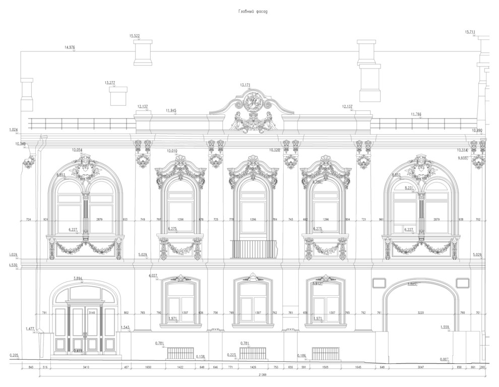 Обмер фасада памятника архитектуры