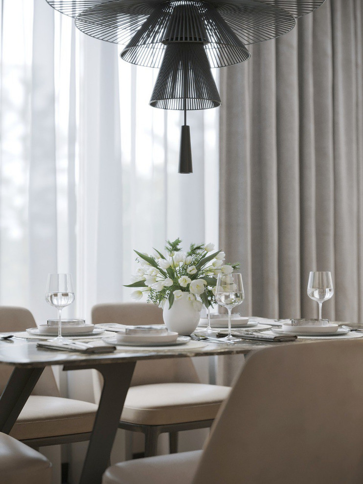 Дизайн кухни-гостиной в природных цветах