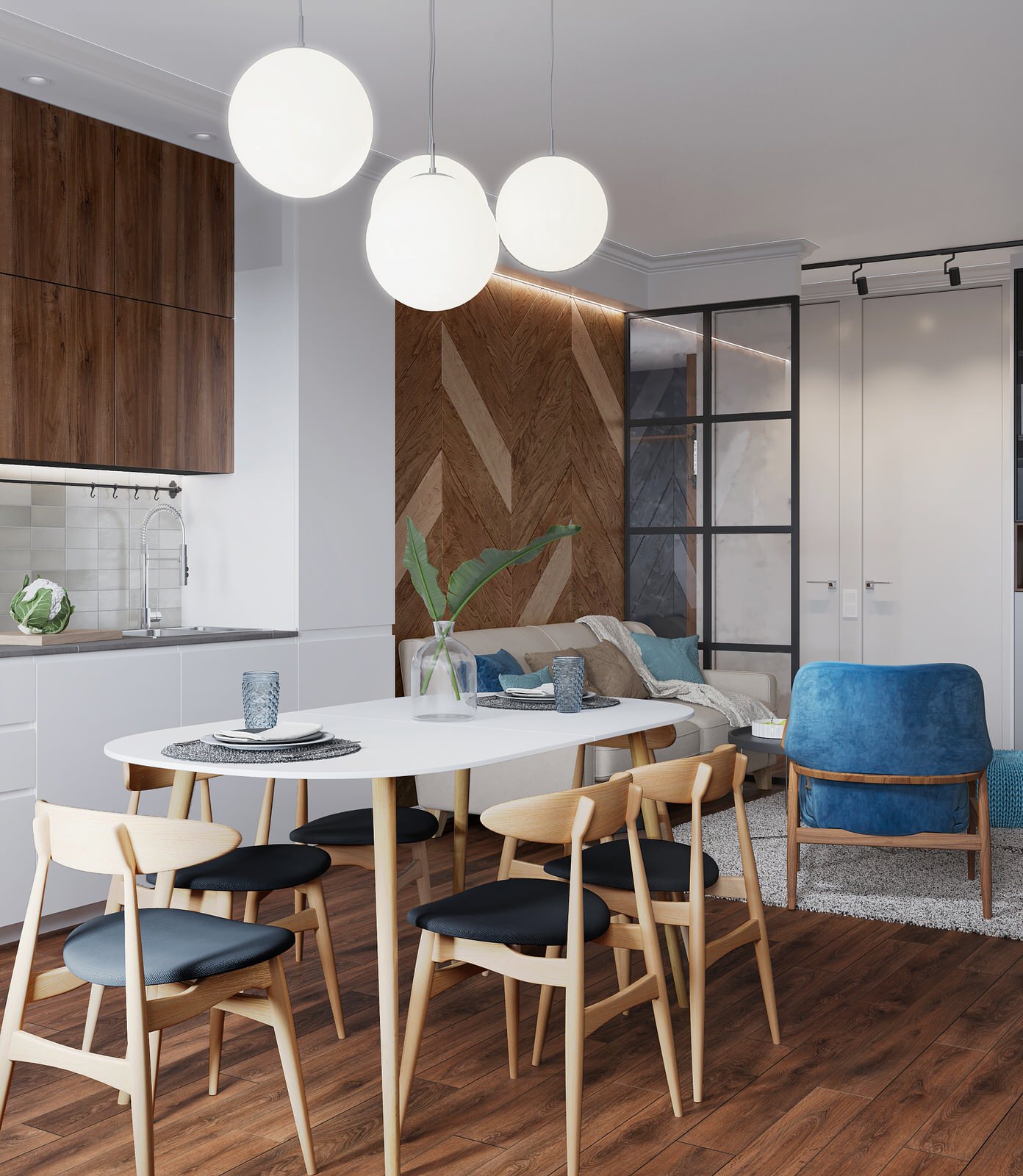 Интерьер в природной гамме для семьи с двумя детьми