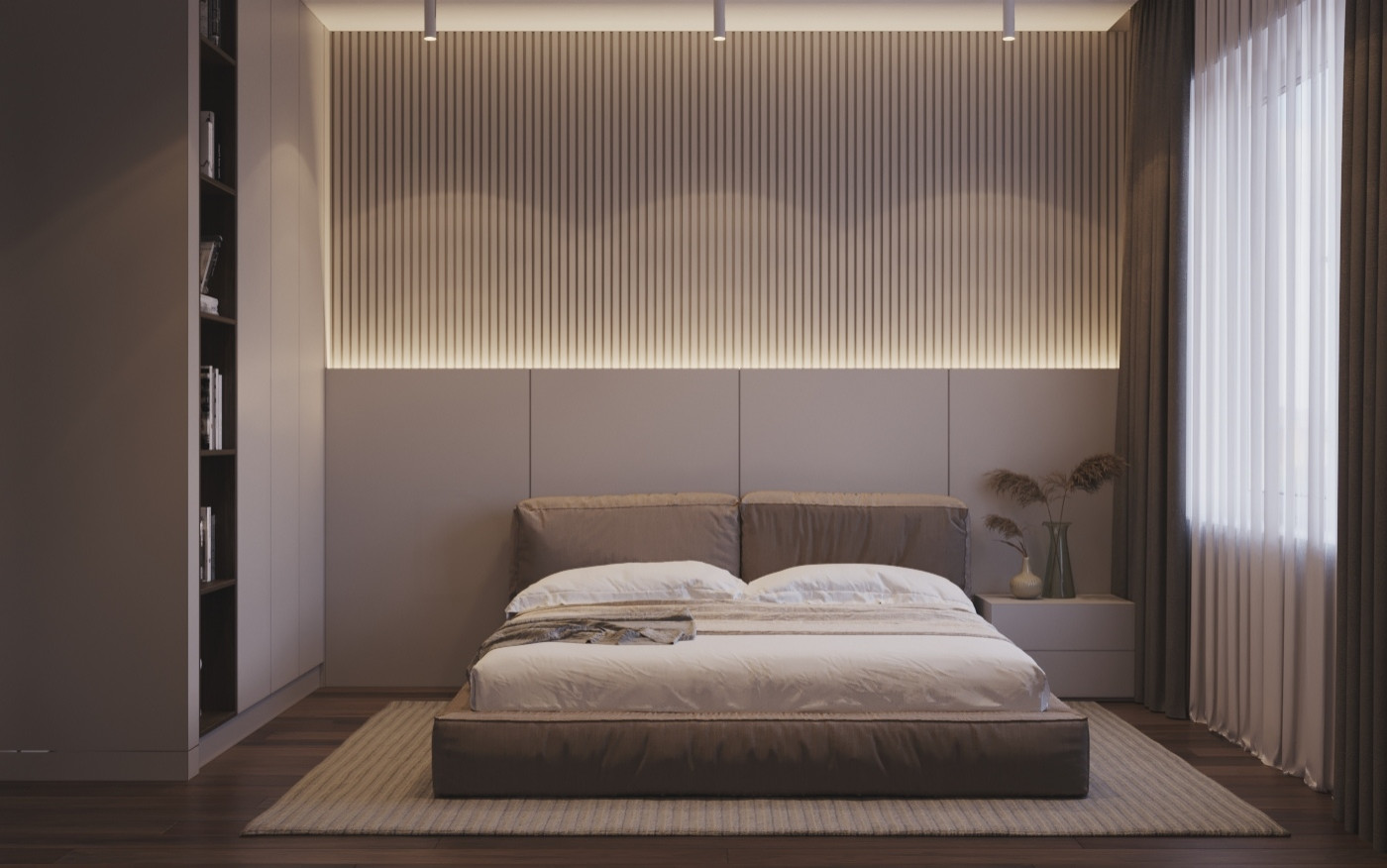 Спальня. Дизайн-проект коттеджа в Московской области