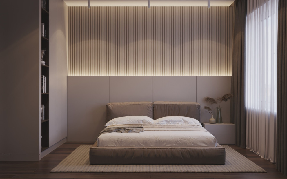 Спальня. Дизайн-проект коттеджа в Московской области