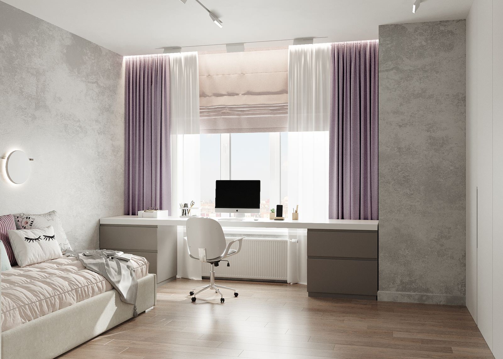 Трехкомнатная квартира для семьи из 4 человек с монохромным интерьером