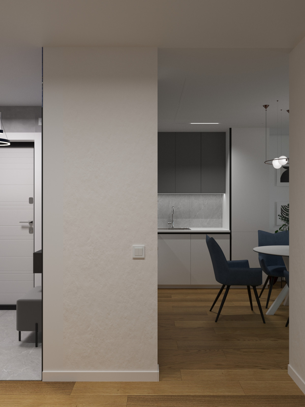 Квартира в современном стиле с синим акцентом