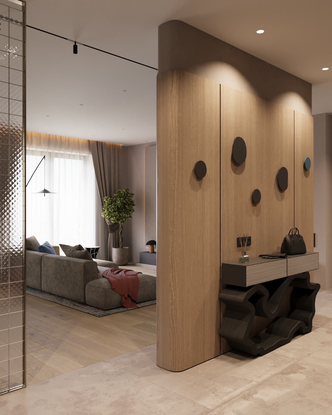 Проект двухкомнатной квартиры с объединенной кухней гостиной