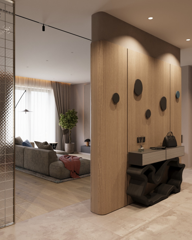 Проект двухкомнатной квартиры с объединенной кухней гостиной