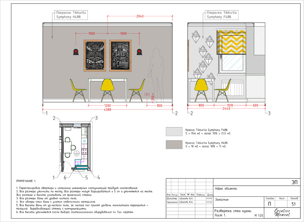 Развертка стен кухни