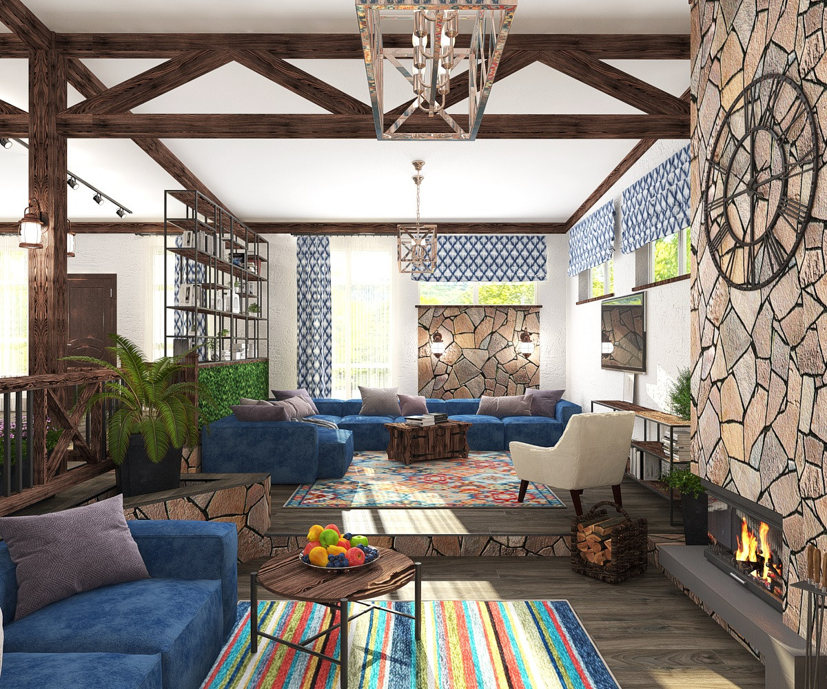 Дизайн-проект гостиной-столовой площадью 177кв.м - зоны отдыха