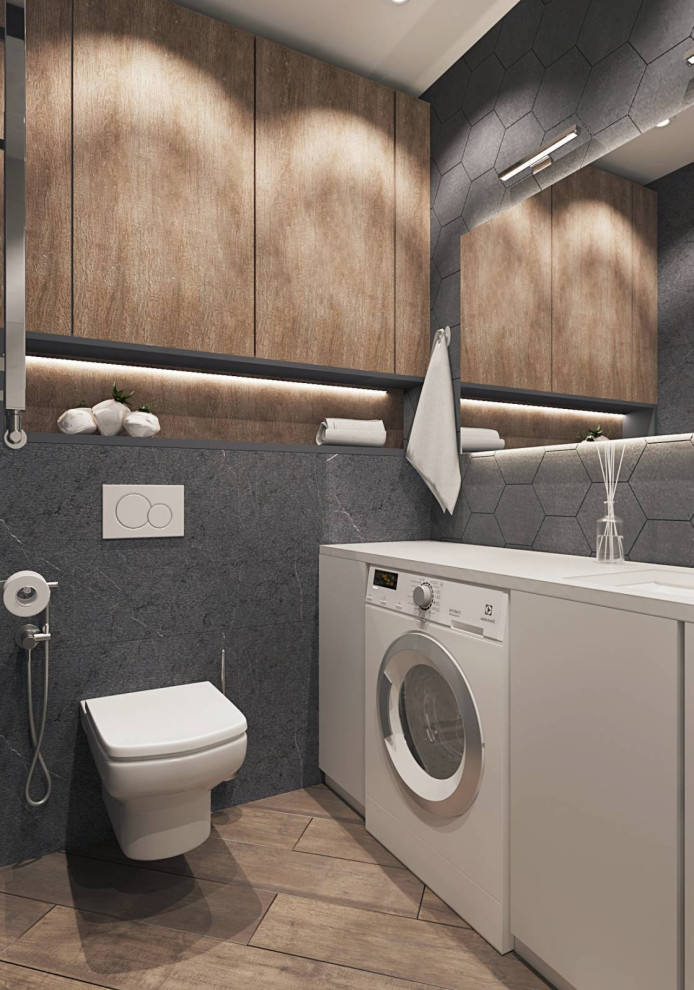 Двухкомнатная квартира со стеклом между гостиной и спальней