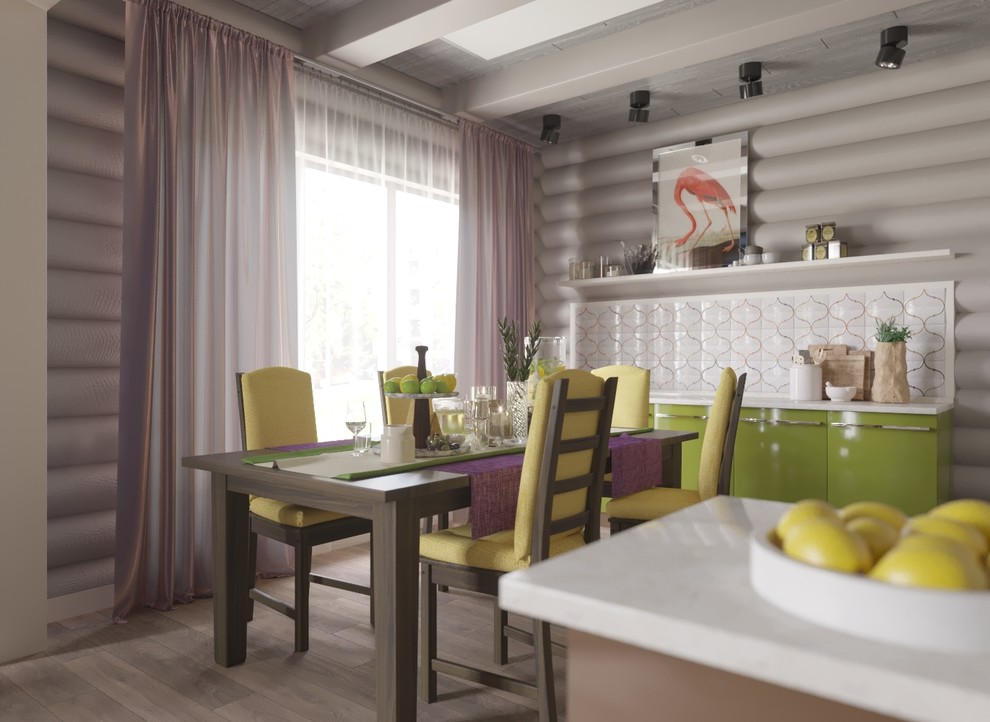 Современный интерьер брусчатого дома