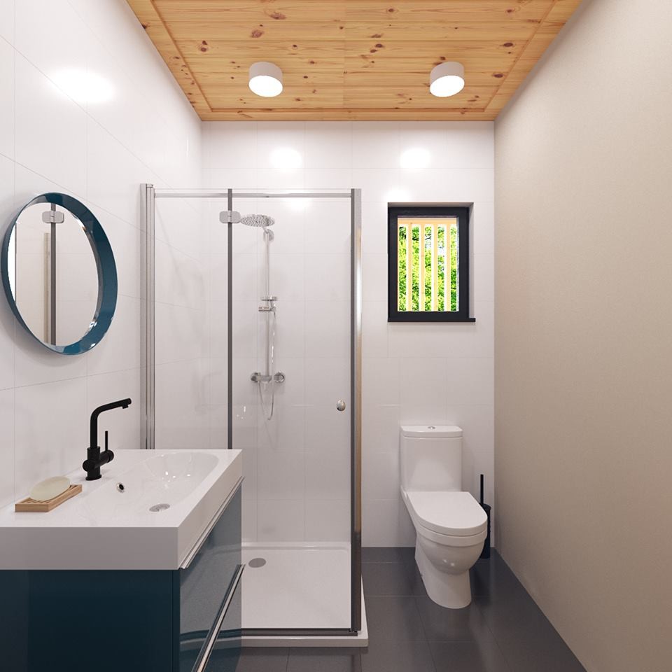 Одноэтажный каркасный дом 9.8 х 7.4 м. с одной спальней.