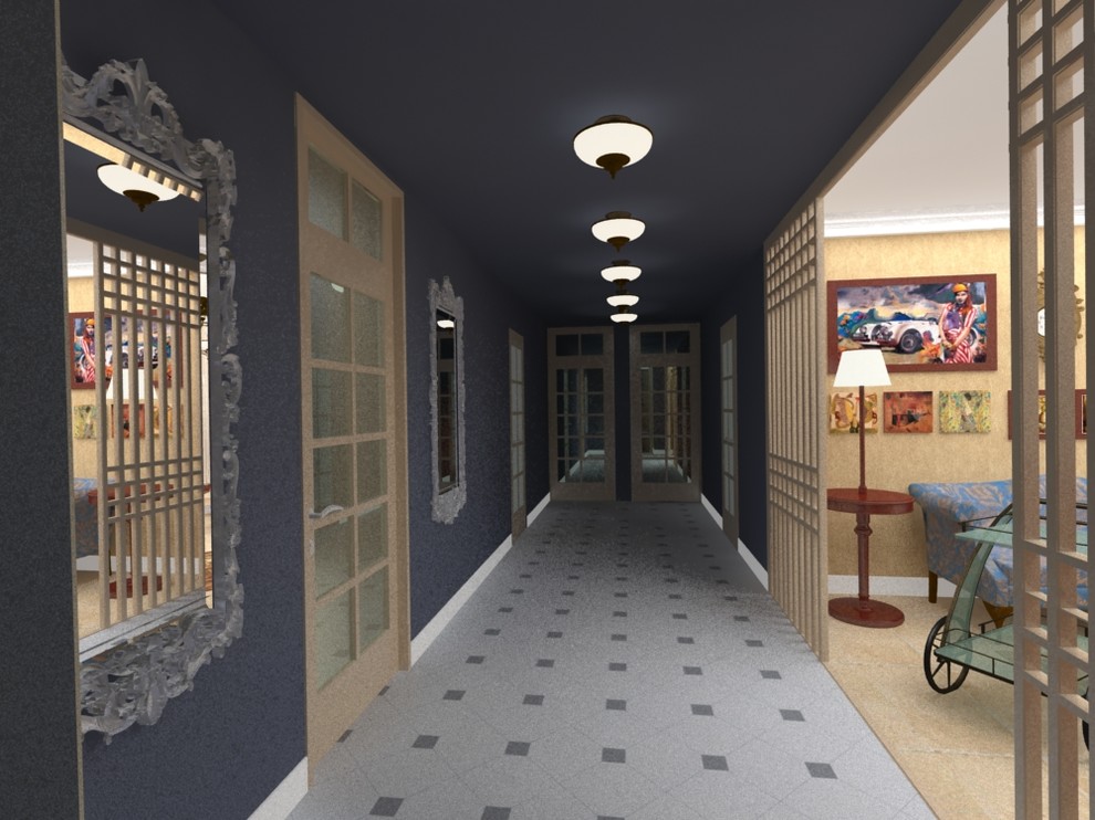 Холл на 2м этаже коттеджа