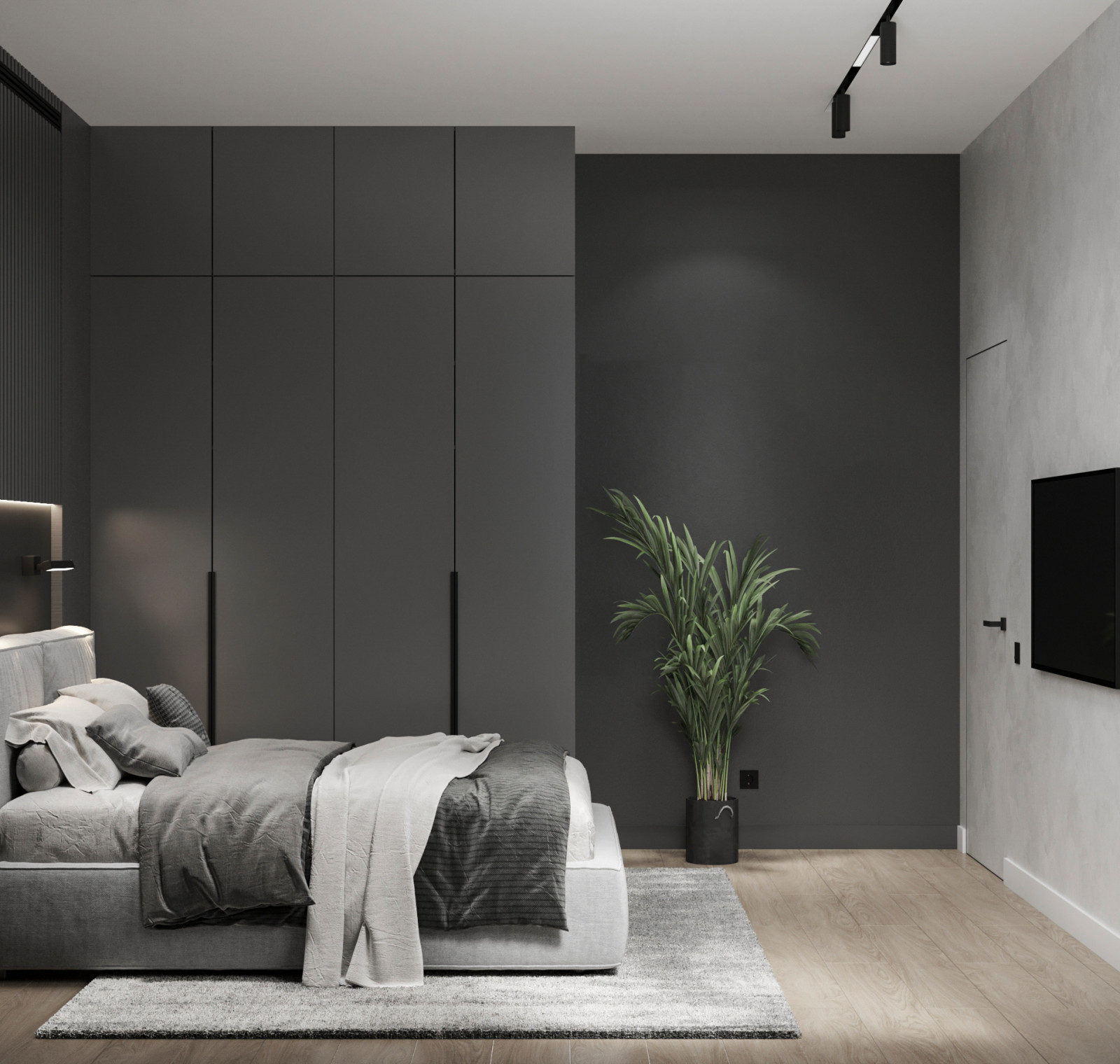 Стильный интерьер коттеджа с женской и мужской спальнями