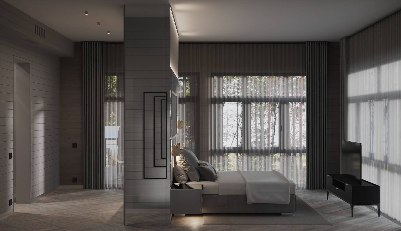 Мастер спальня в проекте загородного дома