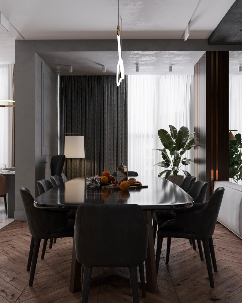 Стильная функциональная кухня-гостиная для успешного мужчины