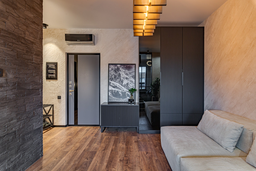 ЖК САМПО. 1-комнатная квартира в брутальном стиле, "от бетона" до заселения