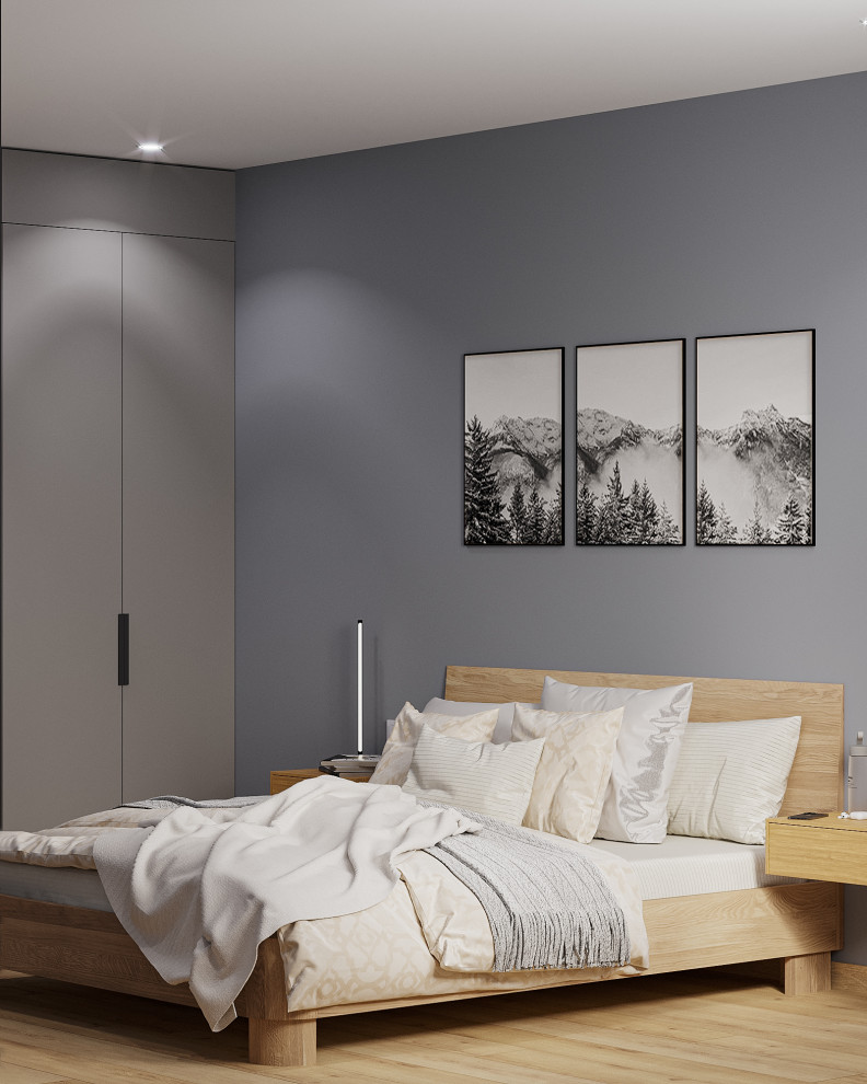 Аскетичный интерьер спальни для молодой пары
