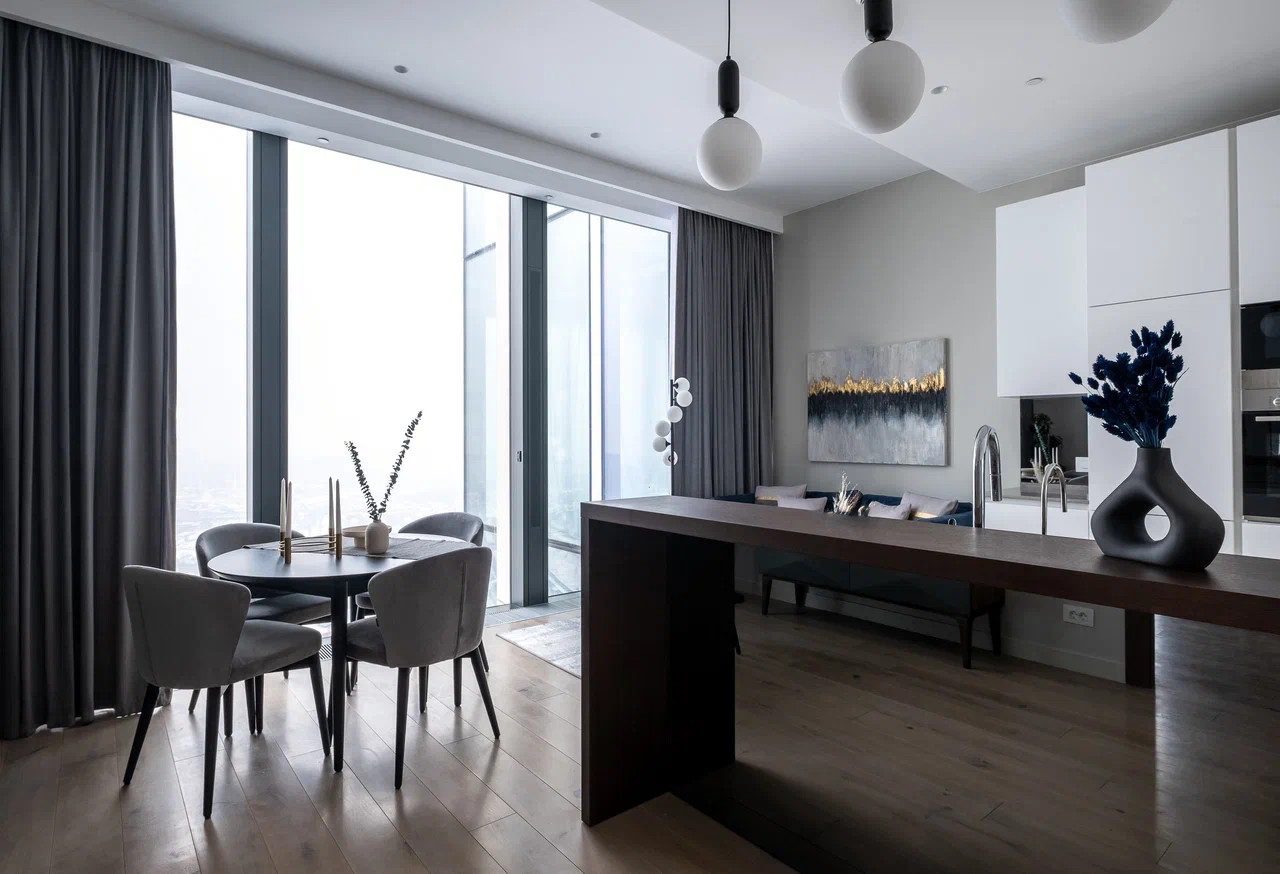Дизайн интерьера апартаментов в Neva Towers, Москва-Сити (70 м2)