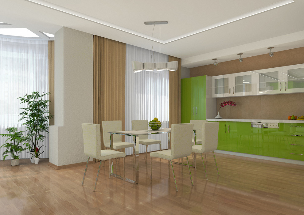 Гостиная совмещенная с зоной кухни