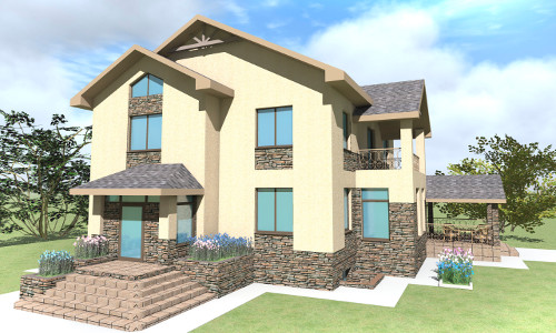 Обложка проекта: Двухэтажный жилой дом с гаражом и балконом