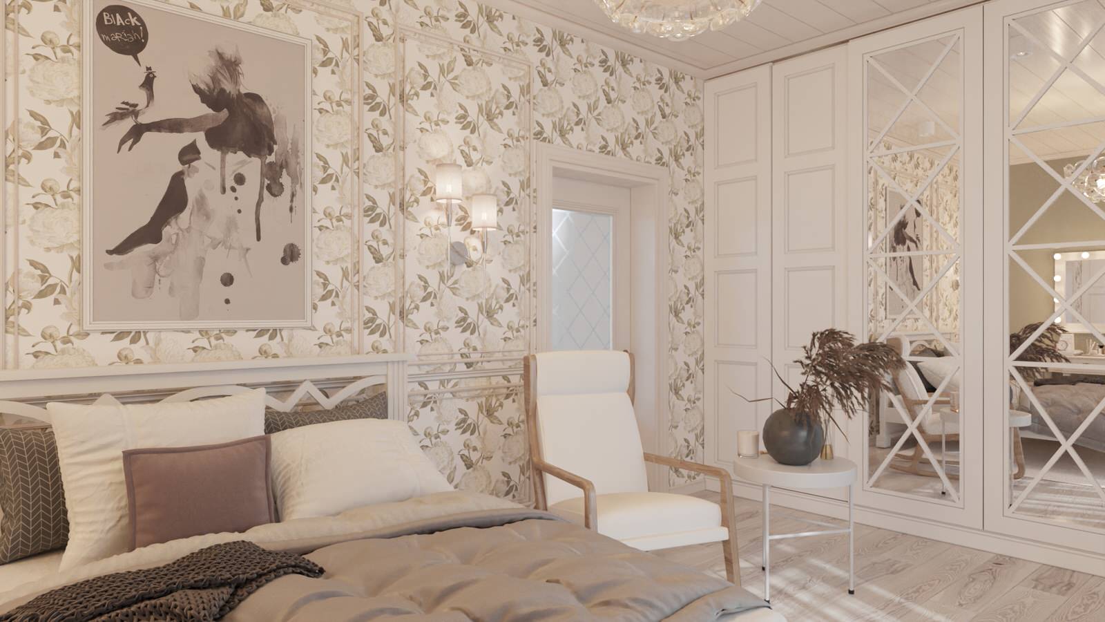 House_011_визуализация интерьера спальни дома в г. Ростов-на-Дону