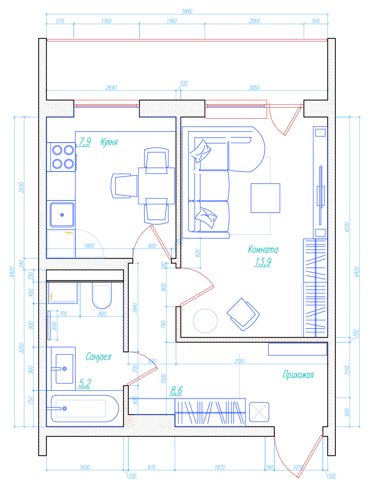 Стилизация лофта в небольшой студии