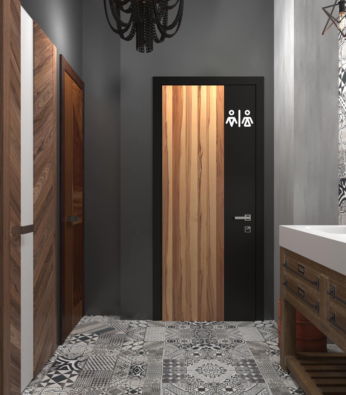 Дизайн-проект санузла в проекте ресторана для Harley Davidson Самара