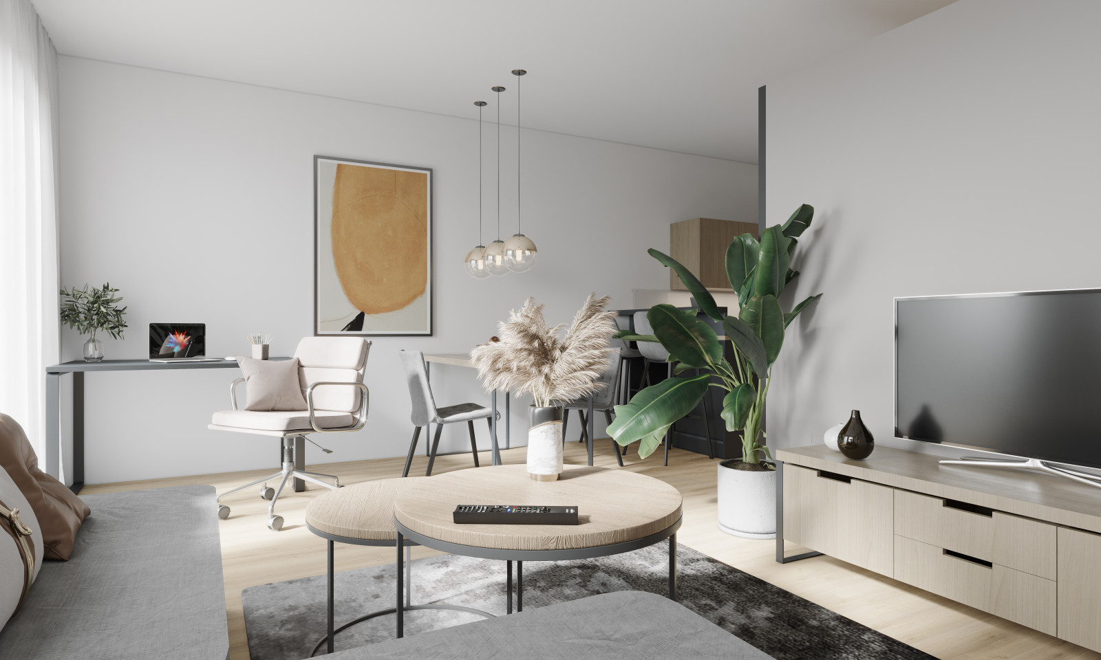 Visualisierung einer 1-Zimmer-Wohnung inkl. 3D Grundriss