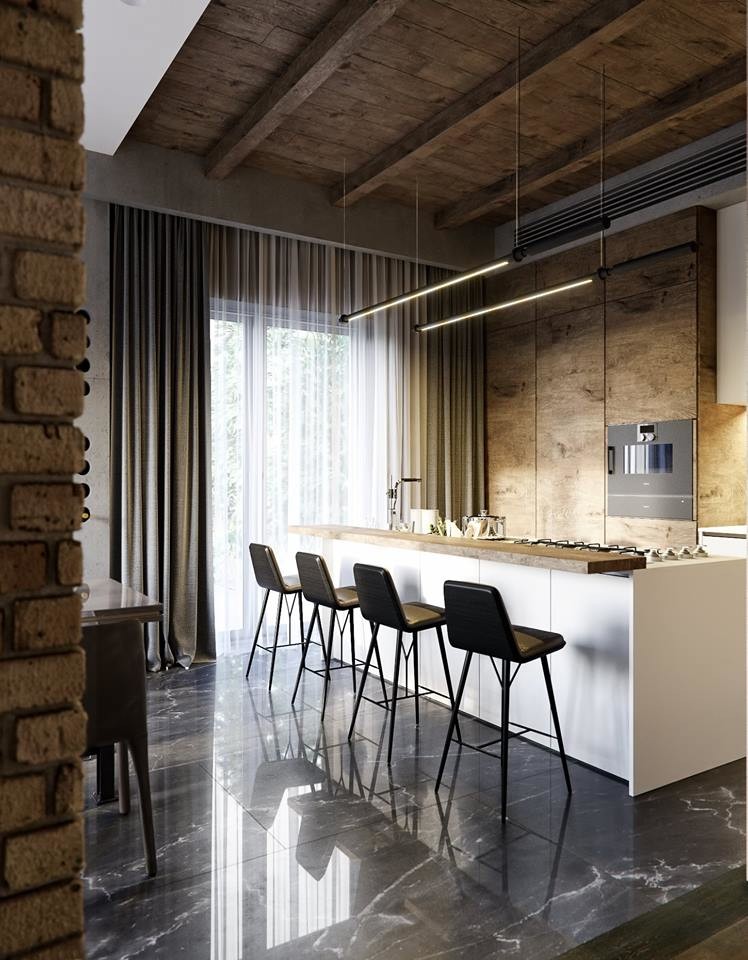 Houzz Украина: Лофт на первом этаже, сруб — на втором